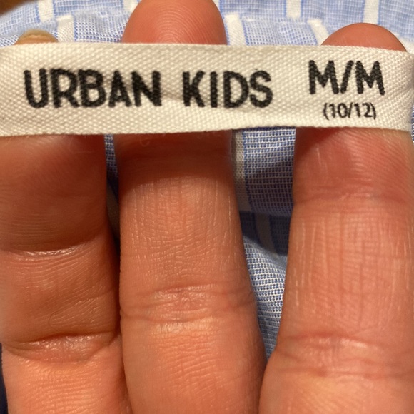 Girl’s Size M (10-12) Striped Tunic Button Down Shirt with Embroidered Flowers - Picture 4 of 5